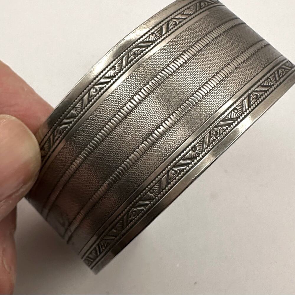 Solid Copper Silver Cuff Bracelet Boho Bohemian E… - image 8